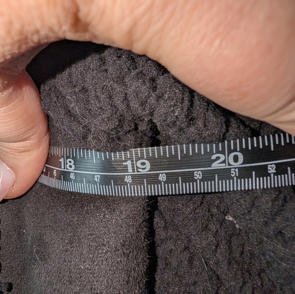 Faux Suede Sherpa Jacket Coat Black Open Front Cozy Everyday Outerwear - Picture 6 of 9